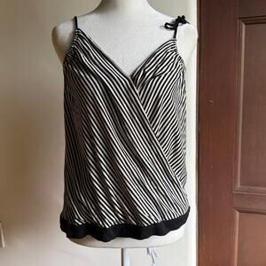 Y2K Vintage MaxMara Striped Surplice Banded Bottom Going Out Top | Large